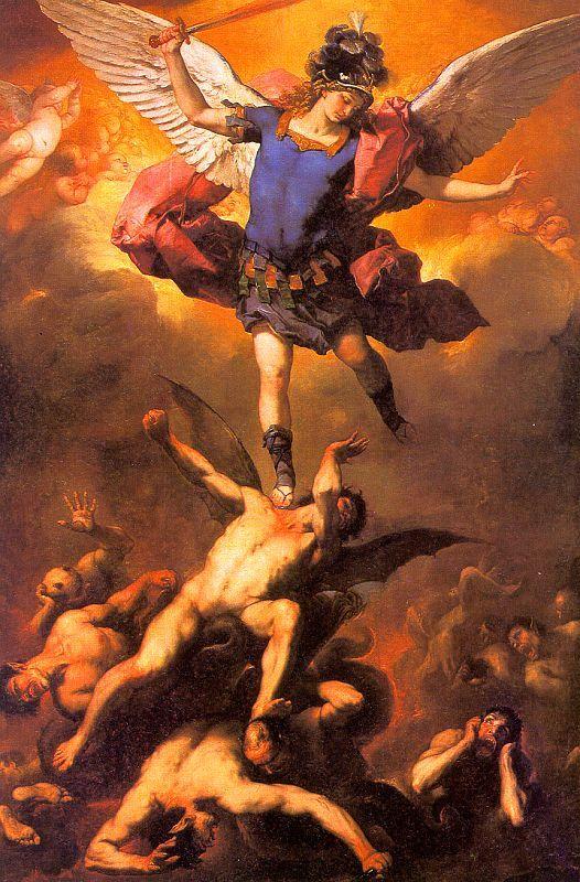  Luca  Giordano The Archangel Michael Flinging the Rebel Angels into the Abyss oil painting picture